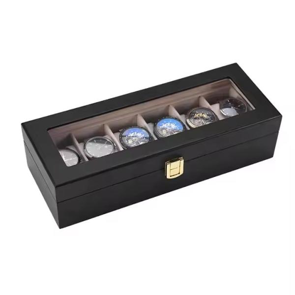 Premium Wooden 6 Slots Watch Box for Men Elegant Solid Wood Design. Perfect for