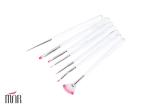 Professional Nail Art Brushes Set , 7 Piece White Synthetic Bristle Paint Brush​