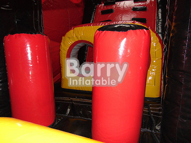 Outdoor Giant Attractive Red Inflatable Fire Truck Bouncy Obstacle Course
