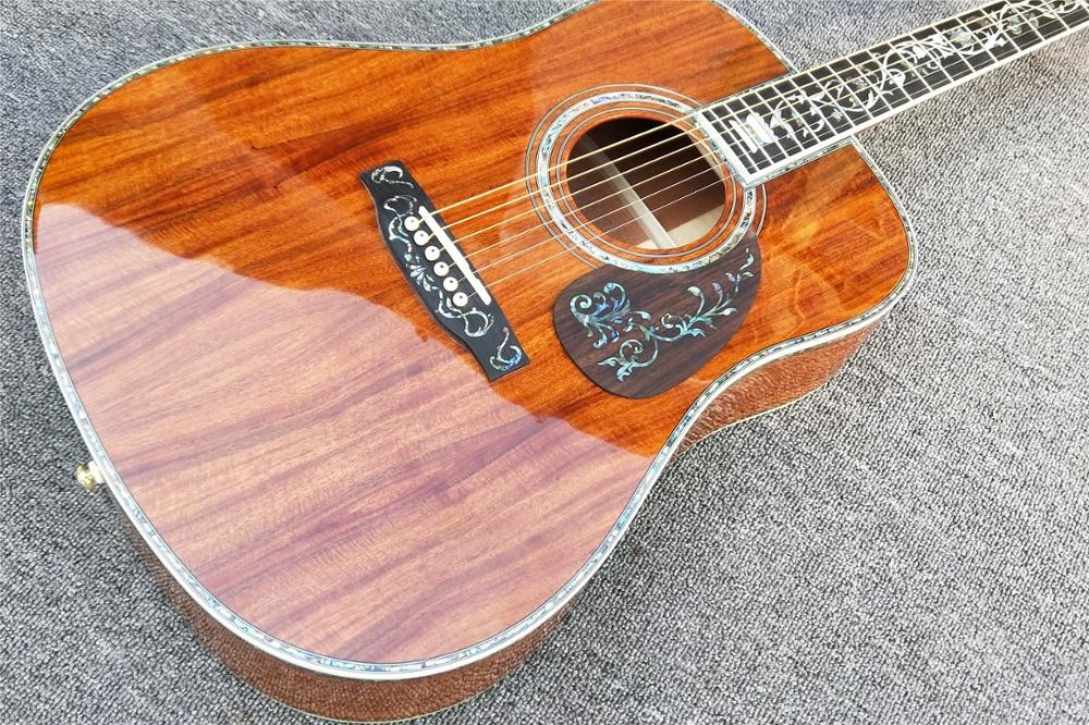 KOA wood classic acoustic guitar,Life tree Ebony Fingerboard,Abalone inlays and binding,China 41 inchs acoustic