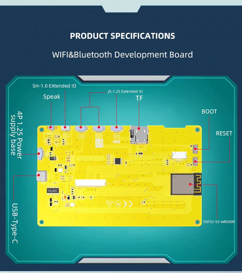 800x480 ESP32 TFT Display 5 Inch Resistive Touchscreens 300 Nits