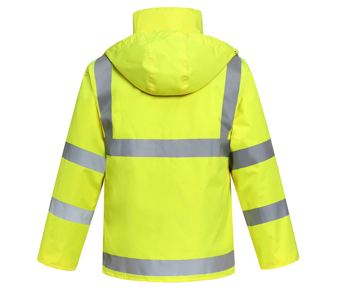 Reflective PPE Safety Wear Fluorescent Yellow Waterproof Reflective Raincoat Split