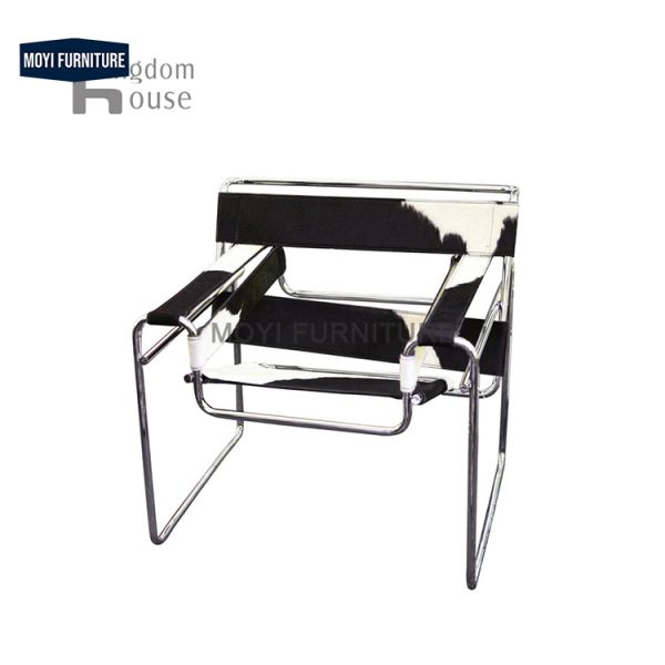 Modern Bauhaus Armchairs Featuring Heavy-Duty Seamless Tubular Steel Frame Leather Suspended Seats Stylish Living Seating