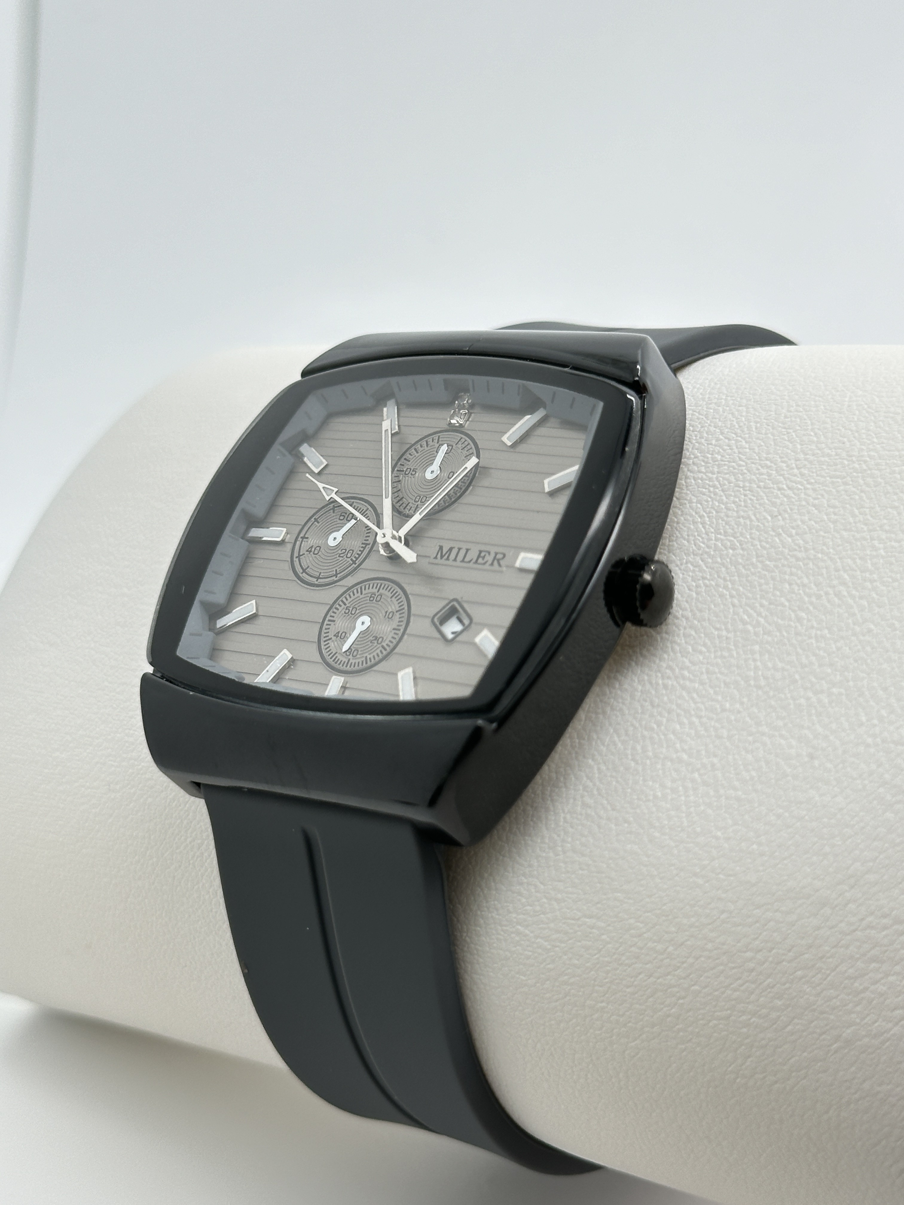 Waterproof Silicone Strap Watch with Leather Band 3ATM Quartz Wrist Watch