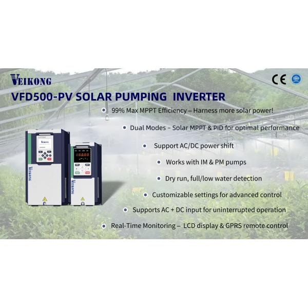 VEIKONG 4kW Solar Pump Inverter, 3HP 220V/380V VFD Drive, 99% Efficient MPPT Controller for Deep Well, Irrigation, Rural Water Pumps