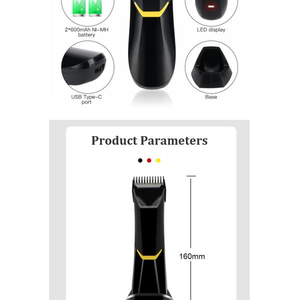 Electric Groin Hair Trimmer IPX4 Waterproof Body Replaceable Ceramic Blade Heads Hair Clipper