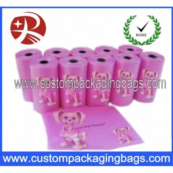 Gravure Or Offest Printing Cerise Dog Poop Bags With Corn Starch