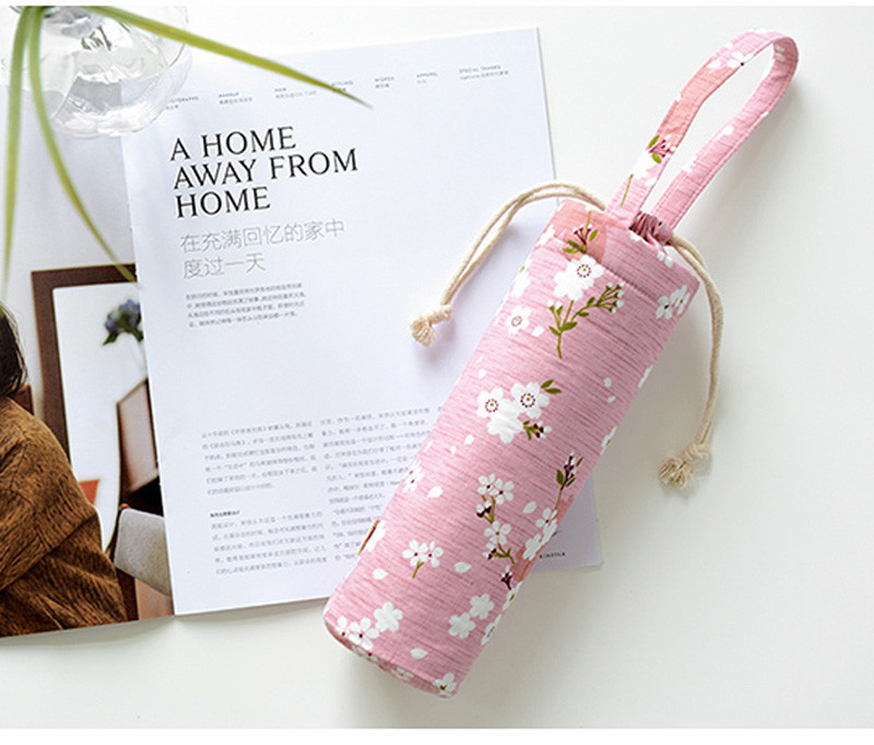Portable Drawstring Cotton Insulated Bottle Sleeve