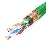 Green SFTP 24 AWG Cat 5E Cable PVC Jacketed Network Pure Copper Shielding 500FT