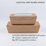 1200ml 337 380 400gsm Kraft Paper Lunch Box With PET Window
