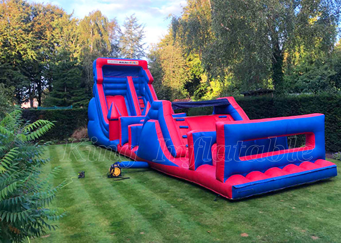 Inflatable Boot Camp Obstacle Courses Blue & Red Customized Commercial Activities Game