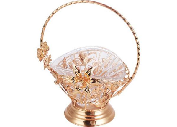 High Grade Buffet Room Service Equipments Crystal Glass Fruit Basket with Zinc