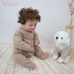 Autumn winter print long-sleeved button baby bodysuit cute bear warm knitted