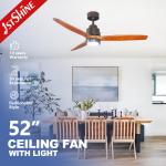 110-240V/50Hz-60Hz 10 52 Inch Wood Blades Ceiling Fan with LED Lights Remote