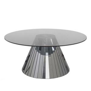 Wholesale Modern Mirrored Circle Glass Coffee Table For Contemporary Living Room 64x64 from china suppliers