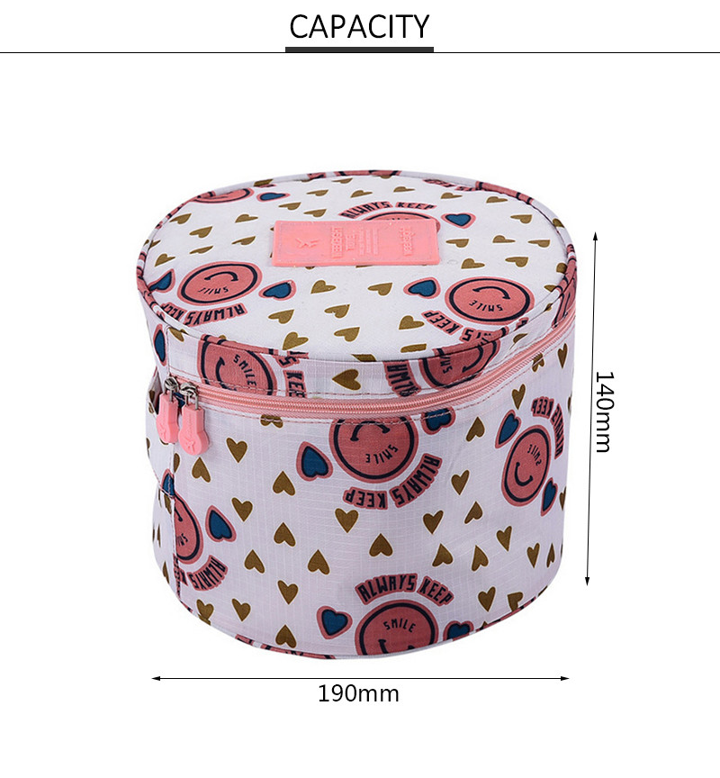 Outdoor Travel Beauty Storage Round Polyester Makeup Wash Bag