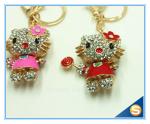 New Animal Metal Bag Ornament Cute Crystal Flower Cat With Candy Key chains