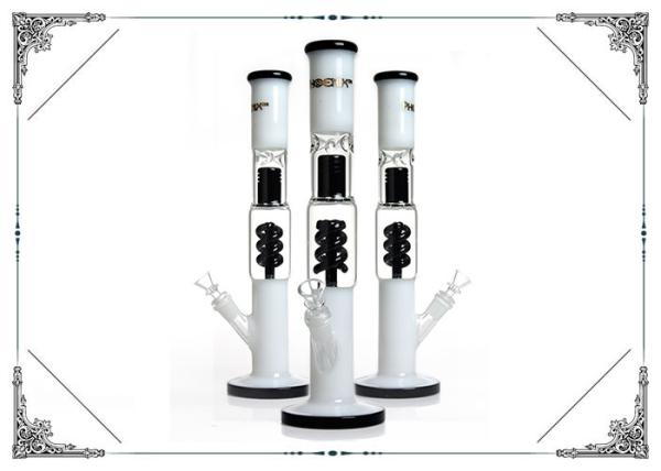Black White Glass Straight tube Bong Helix Percolator Hookah Bongs UFO Perc