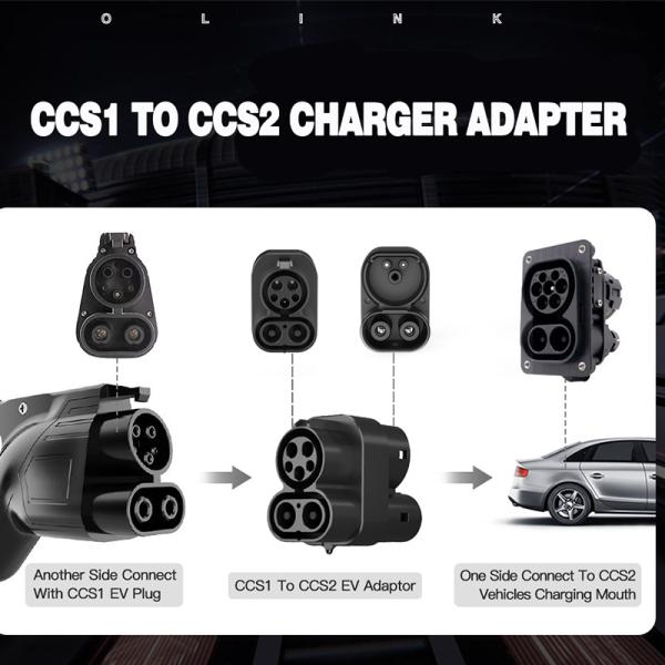 OLINK 1000v 250kw Electric Vehicle Fast Ev Connector Dc Ccs1 to Ccs2 Adapter