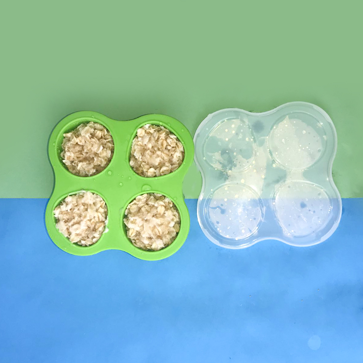 4 Cavities Silicone Kitchen Tool Baby Food Freezer Storage Trays With Lid