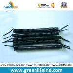Solid Black Short Spring Spiral Coil Lanyard Cables Customized Length End Line