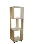 Economic Home Wooden Book Rack Three Panels Hollow Design With 4 Wheels