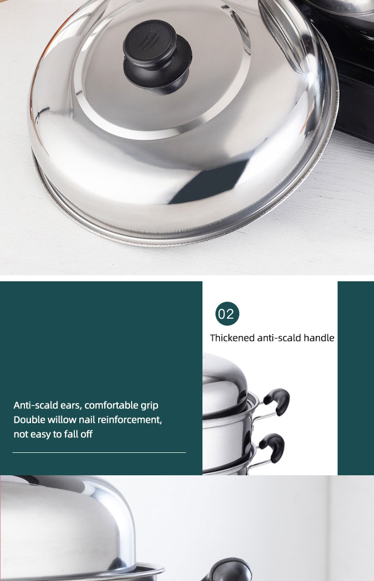 Best Selling Customized Logo 3 Layer induction 10-inch Stainless Steel Steamer Pot with Anti-Heat Handle