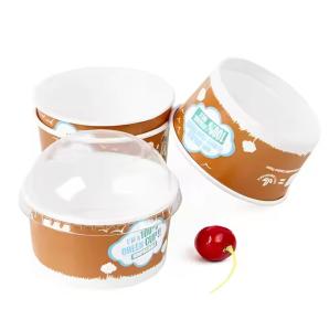 Wholesale 600ml Microwavable Disposable Bowls Cardboard Personalized Logo White Paper Ice Cream Cups from china suppliers