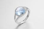 Blue Gemstone Sterling Silver Rings For Women Lightweight 2.5g Blue Stone