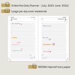 POPRUN 2024 Daily Weekly Monthly Planner July 2023 June 2024 A5 Size Planner