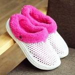 Unisex Plush Lining Winter Indoor Slippers , Women Mens Fleece Slippers