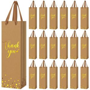 Wholesale Custom Printed Kraft Paper Wine Bottle Gift Shopping Bag with Hand Length Handle from china suppliers