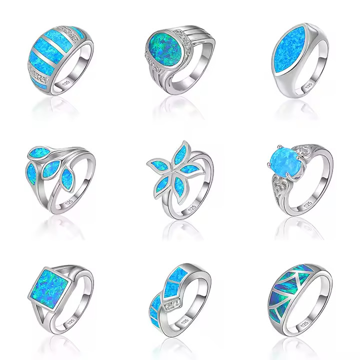 Natural Gemstone Quartz Adjustable Sterling Opal Jewelry 925 Sterling Silver ring