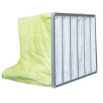 Fire Retardant Pocket Air Filter AHU / Yellow F8 Non Woven Material With 6 Bags