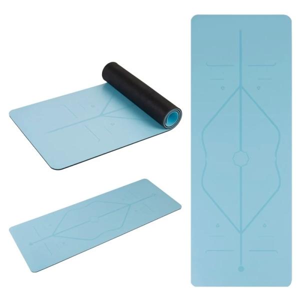 Natural Rubber Yoga Mat, Body position lines Non-Slip Fitness pad 5mm Excercise