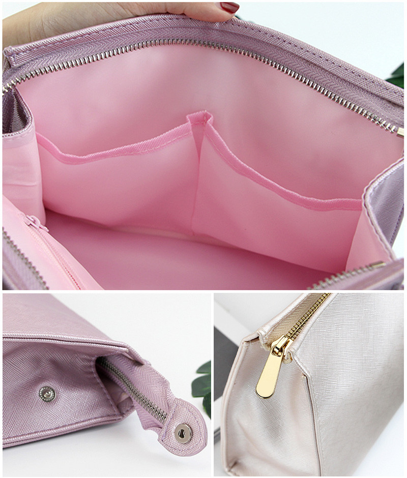 Wholesale Custom Pure Color Blank PU Leather Cosmetic Bag Travel