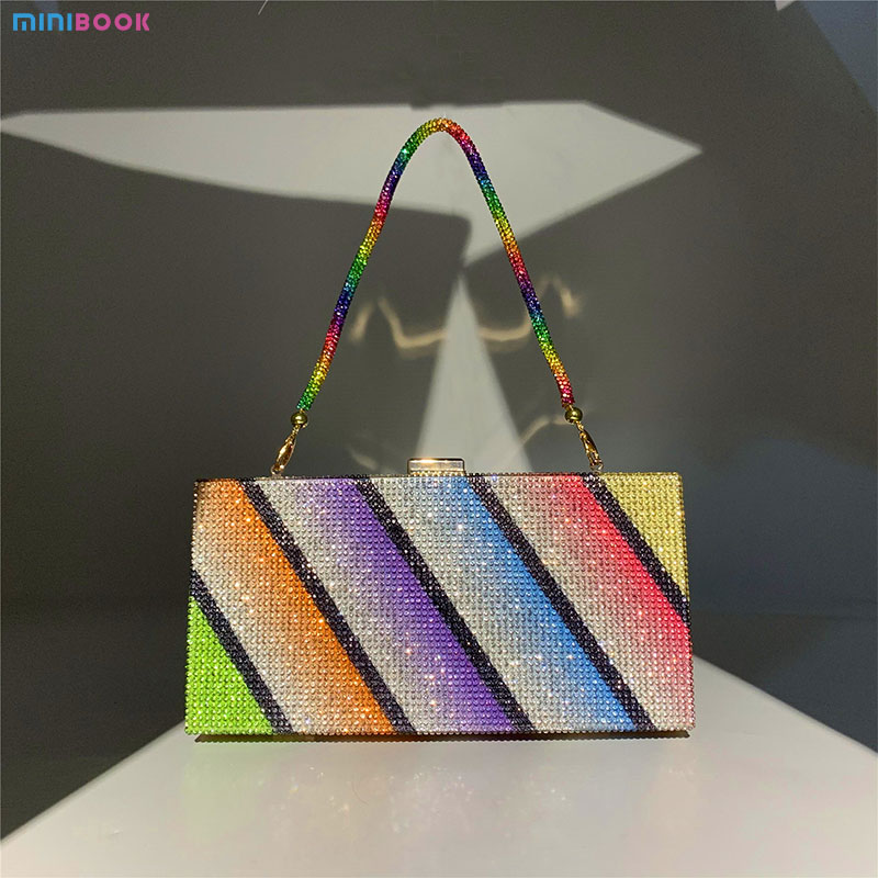 Square Elegant Party Evening Clutch Purse Handbag with Luxury Designer Crossbody Bag