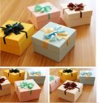 Customized size rigid paper gift box with ribbon and the bowknot