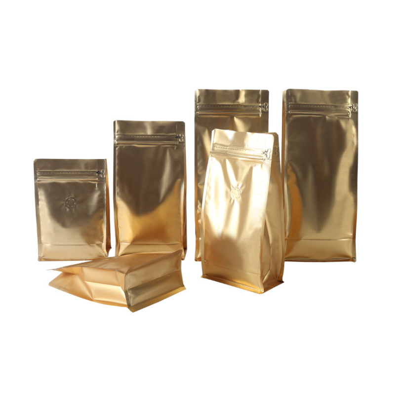 Square Bottom Coffee Packaging Bags, Stand Up Zipper Pouch With Valve