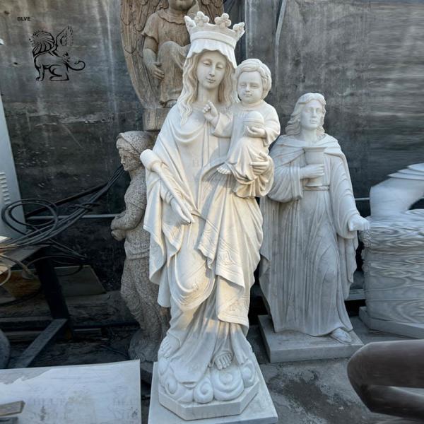 Marble Mother Mary Statues Church Life Size Virgin Mama Mary Baby Jesus Statue