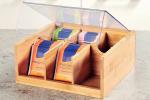 OEM bamboo wooden tea storage box chest box with clear acrylic lid