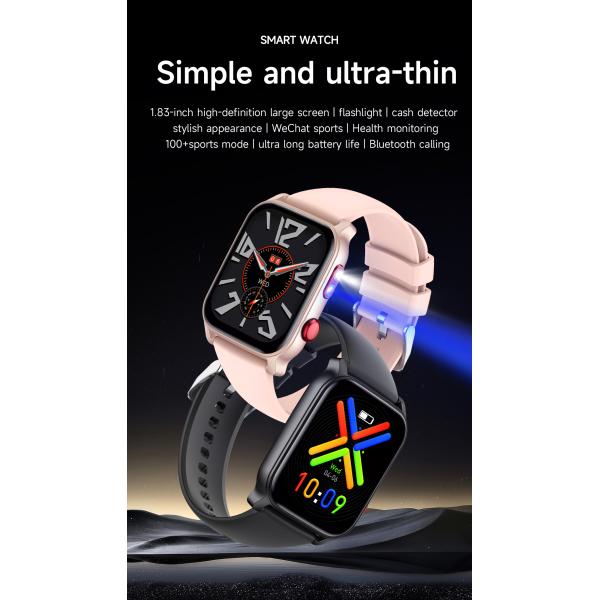 1.83 IPS Display Square Shape Smart Watch 300mAh Smart Watch Fitness Tracker