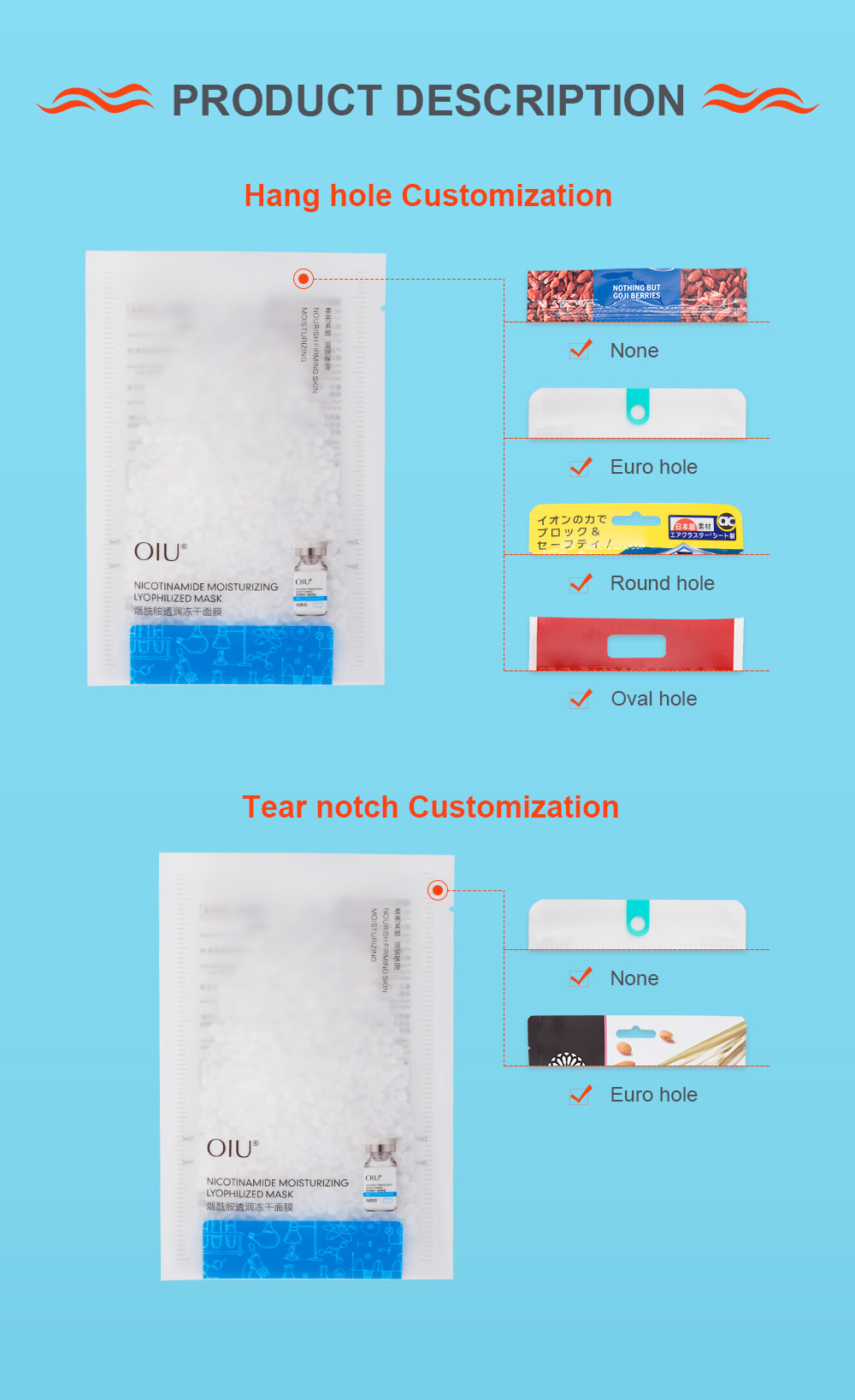 Polyester Facial Mask Packaging Bags Recyclable D Met Printing