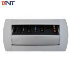 Silver Desk Flip Up Power Data Jack Supply For Company Training Room