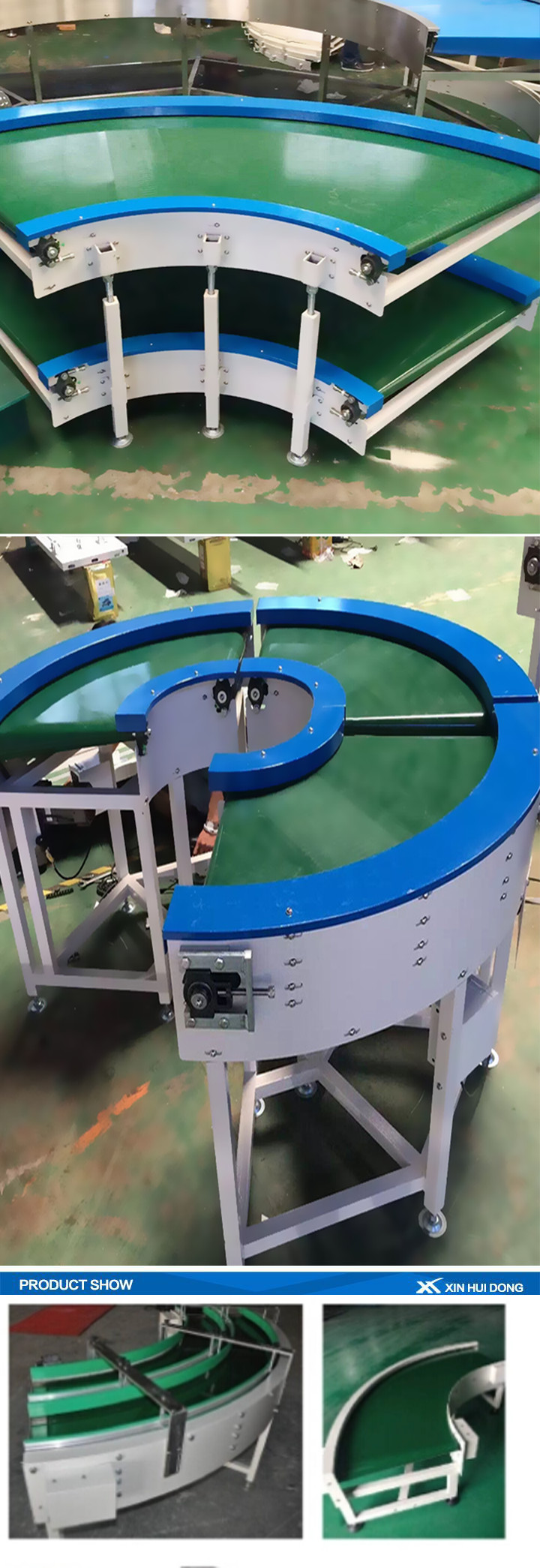 90 Degree Flat Belt Assembly Line Roller Conveyors Strong Load Capacity