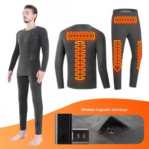 China Winter Electric Heated Underwear Set Fleece Thermal Tops Pants Ski Heating Body Suit on sale