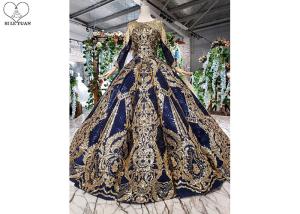 Wholesale Luxury Navy Blue Tailor Made Prom Dresses Floor Length Beads Tassel Sparkly Lace from china suppliers