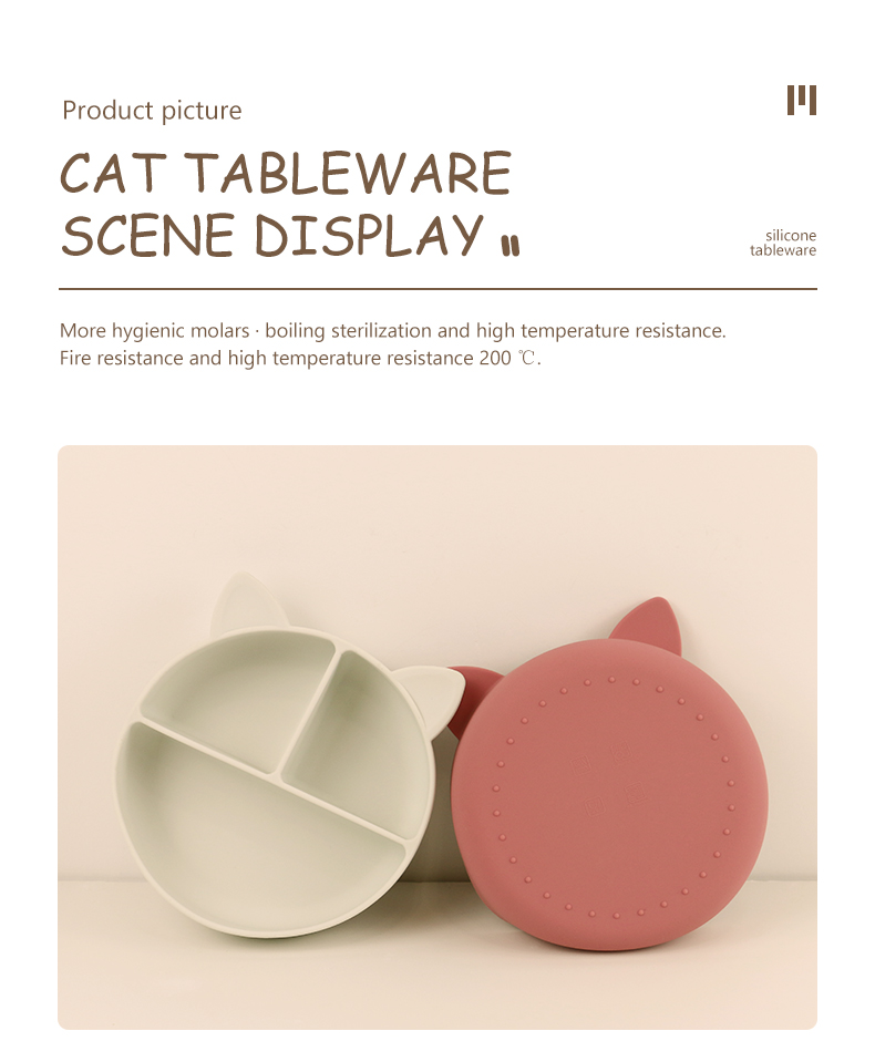 Cat Style Kids Silicone Bowl , Colorful Silicone Divided Suction Plate OEM