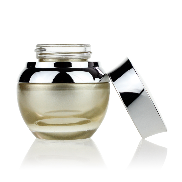 Cosmetic 50g Glass Jar Packaging Empty With Silver Screwing Cap