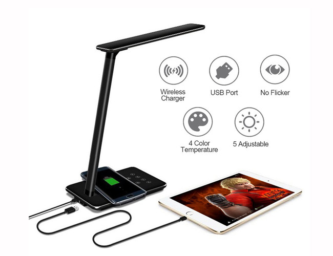 LED TouchLamp, USB Charging Ports, Foldable Lamps with Charging function for All Qi Devices
